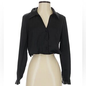 Zara Women's Long Sleeve Cropped Blouse